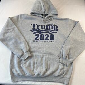 Trump 2020 Keep America Great Gray hooded sweatshirt men’s size Large AAA Tag